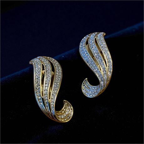 Swarovski Swirl Wave Pavé Crystal Clip On Earrings
