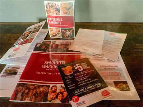 MEMORABILIA LOT - Spaghetti Warehouse Marketing & Menu Lot