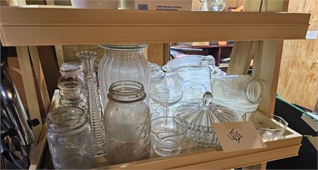 Large Mixed Clear Glass Lot:Vases/Bowls/Canning Jars & More