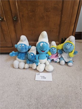 Vintage Smurf Mixed Plush Toy Lot - Wallace Berrie & Co. 1980's Era - Sizes & Ch