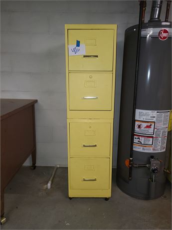 Metal Yellow Painted File Cabinet