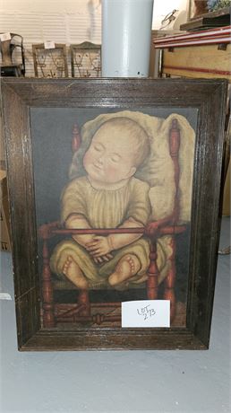 Faux Antique Style Sleeping Child Art Print