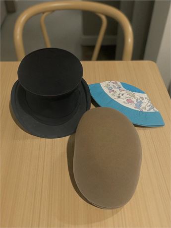 Knox Fifth Avenue New York Black Top Hat,  Camel Color 100% Wool Driver Cap