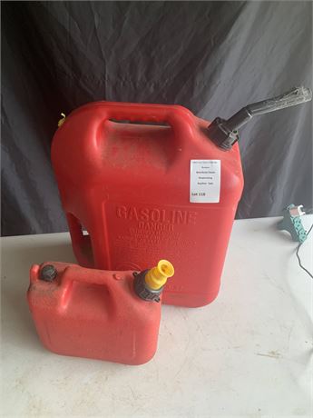 Plastic Gas Can Lot (Small and Large) Lot of 2