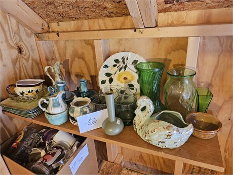 Collection of Mixed Pottery & Glass:Vases/Plates/Candle Holders & More