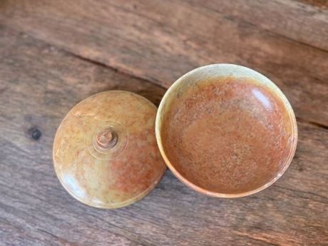 Vintage Stone Dish With Lid