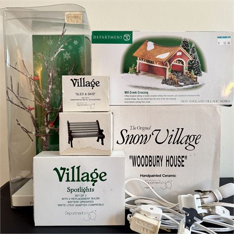 Dept. 56 Snow Village Woodbury House and Accessory Pieces