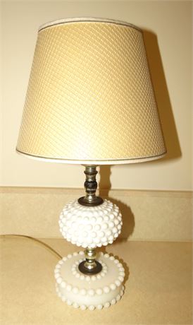 Fenton Hobnail Milk Glass Lamp