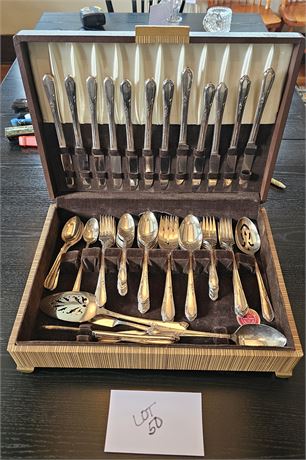 Rogers AI 1936 Plated Meadowbrook Heather Flatware Set 75 Piece's