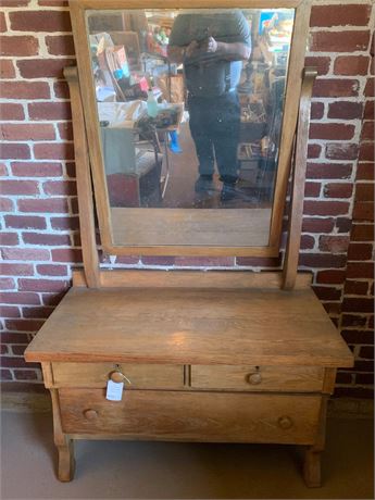 Antique Oak 3-Drawer Dresser With Vanity Mirror