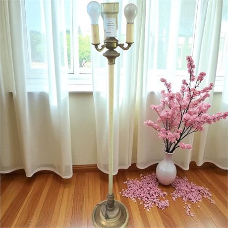 Vintage Art Deco Torchiere 3 Arm Floor Lamp W/Metal Base