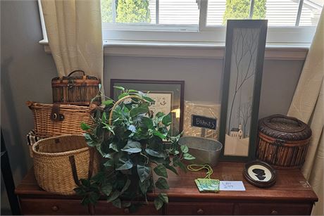 Mixed Home Decor - Baskets, Faux Plant, Artwork & More