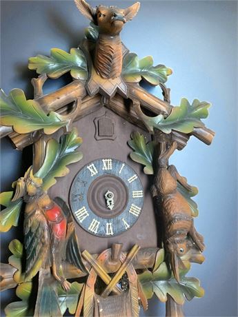Large Woodland Deer Cuckoo Clock From Black Forest Region of Germany