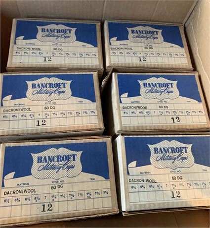 Bancroft Dacron & Wool Military Cap Lot Style No. 60 DG Size 12 - 1 Case