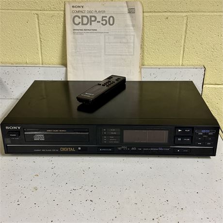 Sony CDP-50 Compact Disc Player w/ Manual