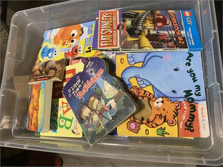 Children's Book Lot in Storage Tote The Itsy Bitsy Pumpkin Flat Stanley's