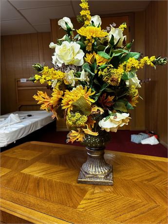 Ornate Vase with Faux Flowers