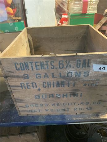 Vintage Borghini Red Chianti WINE Advertising Wooden Box