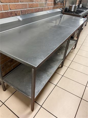 Stainless Steel Commercial Work Table W/Built-In Backsplash & Storage Undershelf