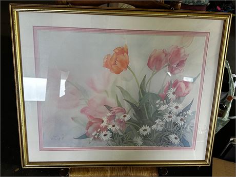 Large Signed and Framed Floral Art