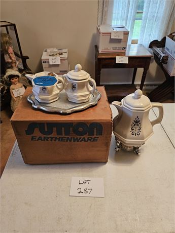 Vintage Sutton Earthenware- Coffee, Sugar & Creamer Set
