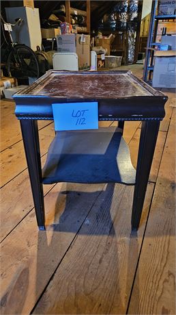 Vintage Leather Top End Table