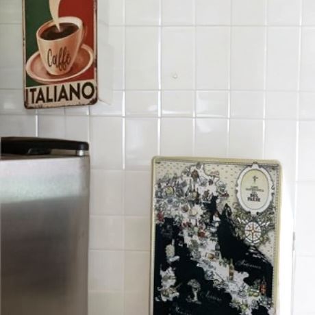 Wall Art - Gastronomic Map of Italy & Caffe Italiano - Set of 2