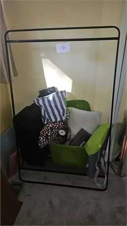 Metal Clothes Rack, Luggage, Pillows & More