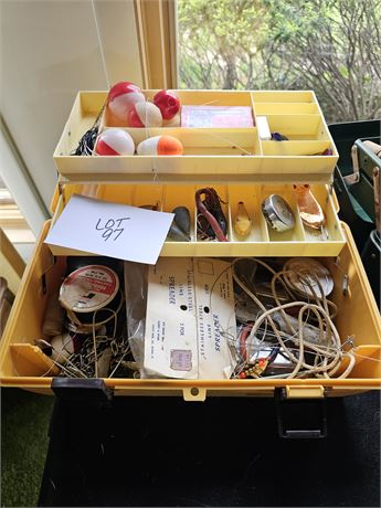 Tackle Box Filled With Fishing Hooks, Weights, Fishing Line & More