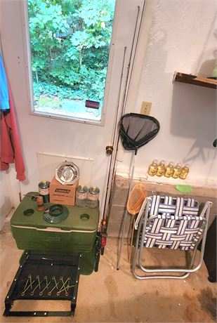 Fishing Gear, Cooler, Chair, Etc.