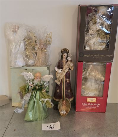 Christmas Angel Mixed Lot- Fiber Optic Trim A Home, Tree Toppers & More