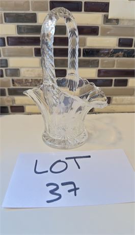 Floral Etched Glass Basket