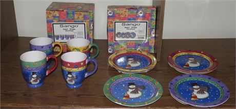 Sango Christmas Mugs, Salad Plates