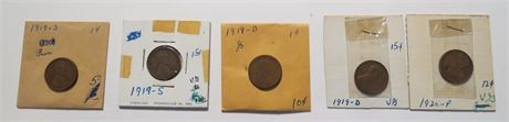 1919- P, 1919-S, 1919-D Pennies