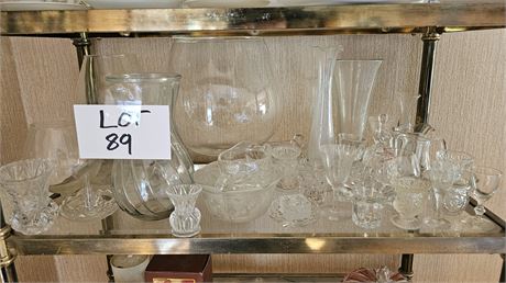 Mixed Clear Glass Lot- Vases, Toothpick Holders, Snifters & More