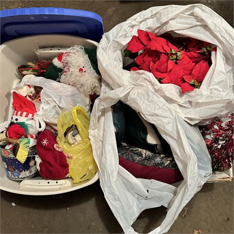 Holiday Lot w/ Snowmen & MORE + Faux Poinsettias and Christmas Pillows