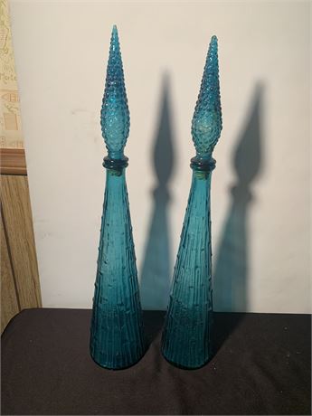 22.5” Empoli Aztec Blue Genie Bottle Made in Italy Set of 2