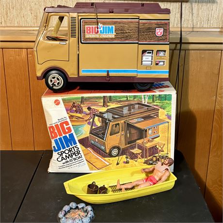 1972 BIG JIM Sports Camper w/ Boat, Action Figure & Accessories