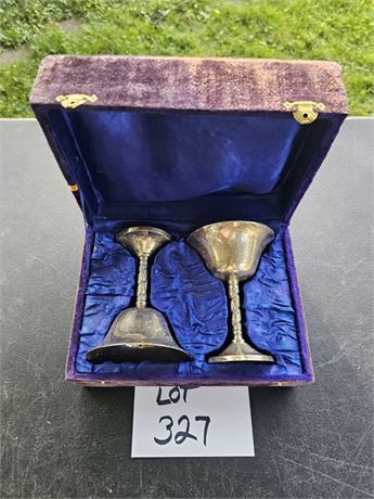 Antique Silver Plated Goblets in Mohair Box