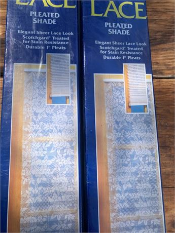Blue Lace Look Scotchgard Treated Pleated Shades 1" Pleats Lot of 2 - New In Box