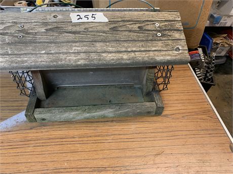 Wood Bird Feeder W/Metal Sides