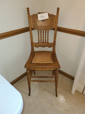 Antique Wood & Cane Seat Side Chair