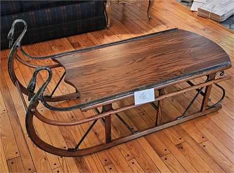 Wonderful Wood & Metal Swan Sled Table