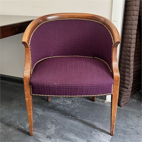 Purple Upholstered Barrel Chair with Nailhead Trim