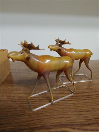 Pair of Hand blown Moose Decor