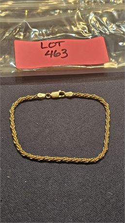 Sterling (Goldtone) 8" Rope Bracelet 0.18 ozt