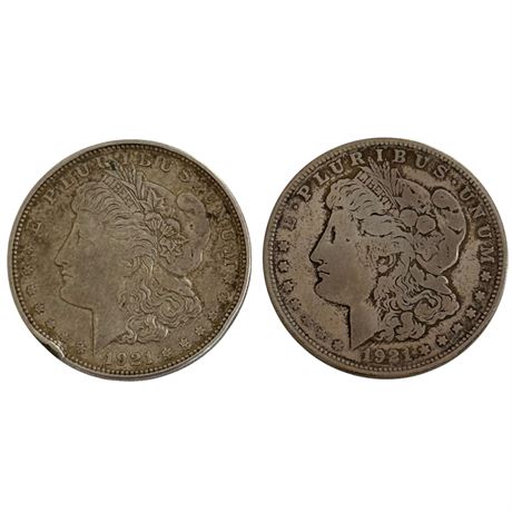 Pair of 1921 Morgan Silver Dollars