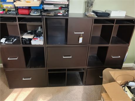 3 Section Brown Modular 6 Drawer Wooden Cube/Cubby Storage Unit (CUBBY ONLY)