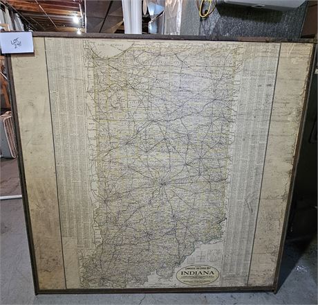 Mounted & Glued 1921 Commercial Census Maps Indiana & Kentucky Two Sided