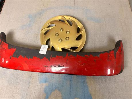 Metal Neon Super Bird Wing & Vintage Dodge Gold Metal Hubcap/Wheel Cover